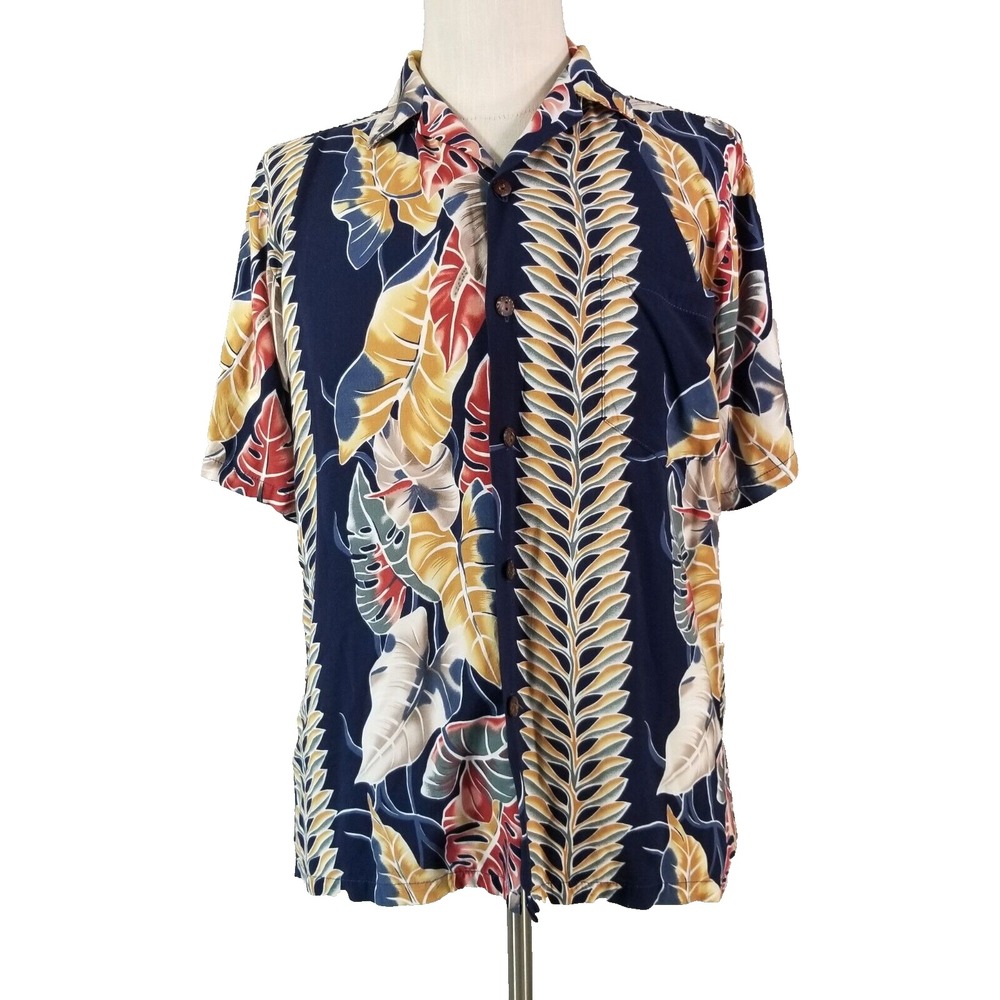 Hilo Hatties Hawaiian shirt mens small blue floral Hawaii USA retro tiki aloha